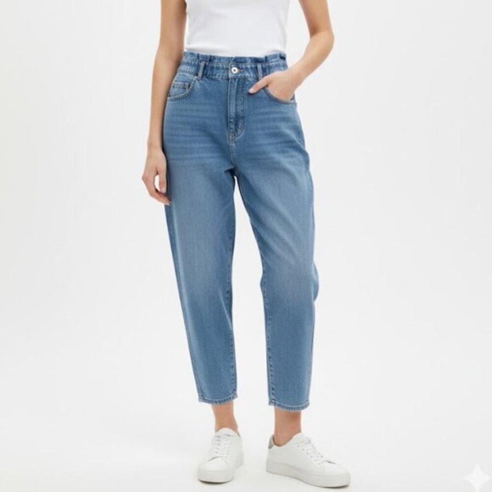 PILCRO Petite Light Wash Women's High-Rise Relaxed Tapered Jeans Size 27